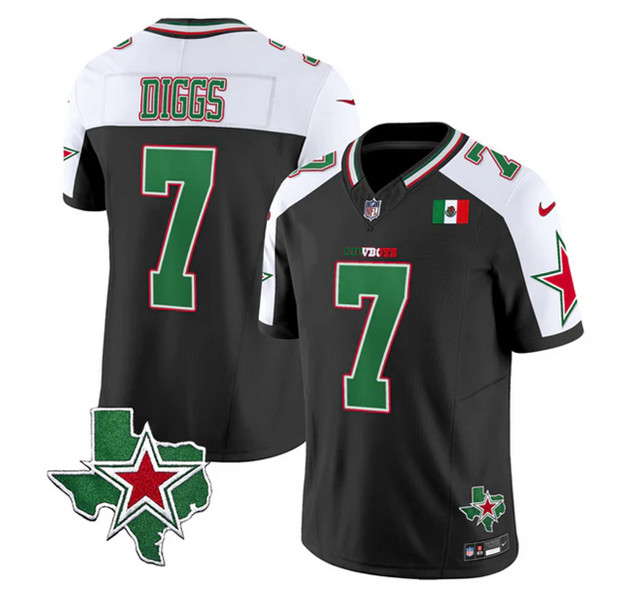 Men's Dallas Cowboys #7 Trevon Diggs 2024 Mexico Black/White F.U.S.E. Stitched Football Jersey Men's Dallas Cowboys #7 Trevon Diggs 2024 Mexico Black/White F.U.S.E. Stitched Football Jersey